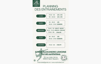 Créneaux entraînements saison 2026-2027